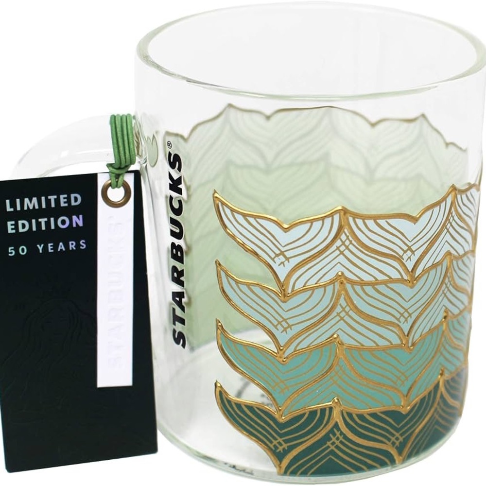 STARBUCKS 50TH ANNIVERSARY LIMITED EDITION MERMAID SIREN TAIL GLASS 12oz MUG